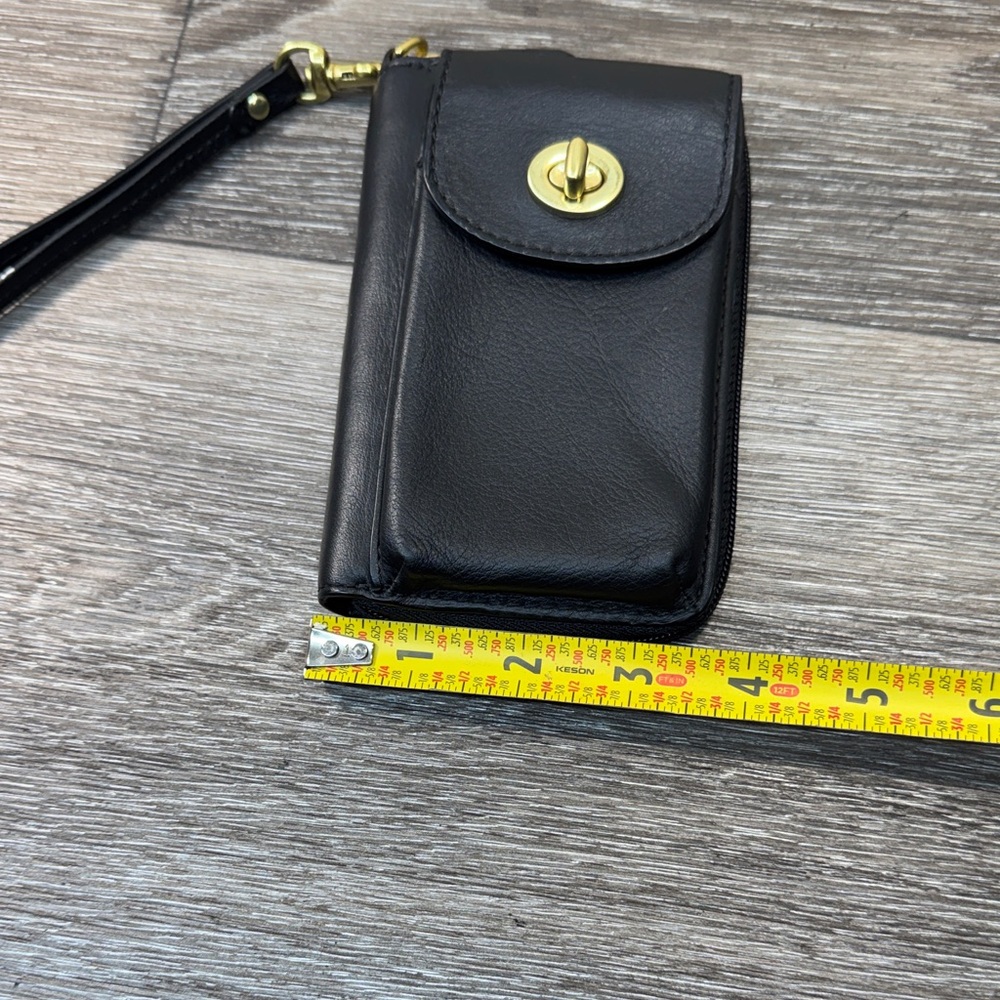 Coach Black leather Wristlet with Gold Accent - Picture 4 of 11